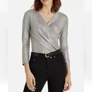 LAUREN RALPH LAUREN SILVER SHIMMER TOP